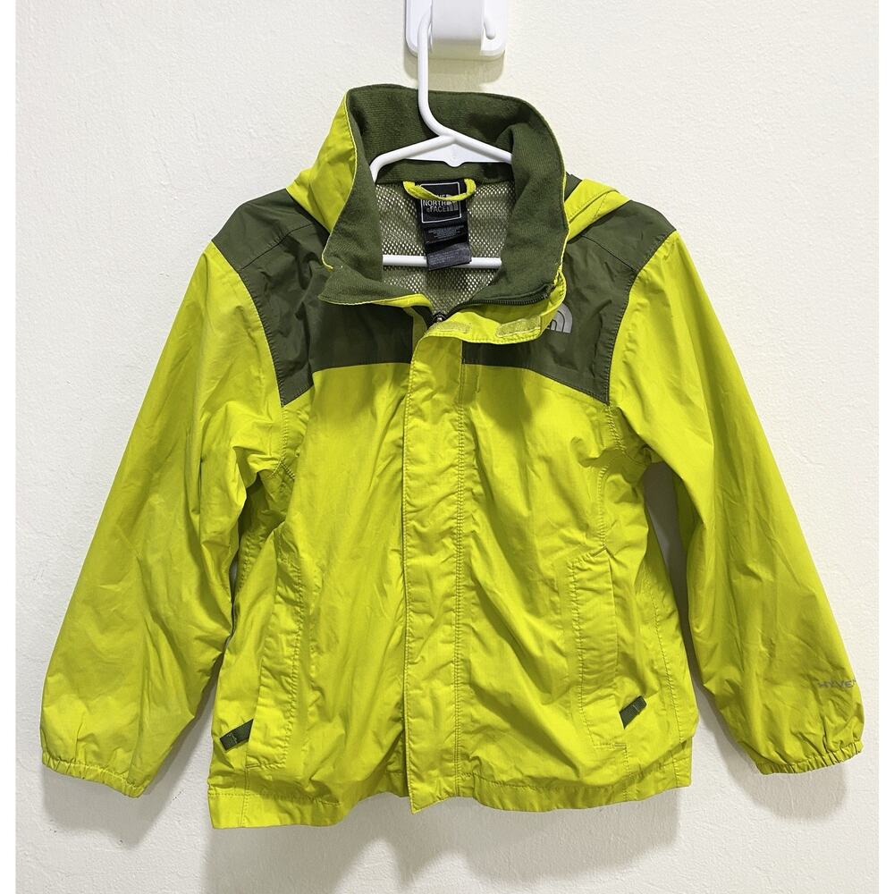 The North Face Boys Windbreaker Jacket XXS 5 Green/Yellow Lightweight Hooded
